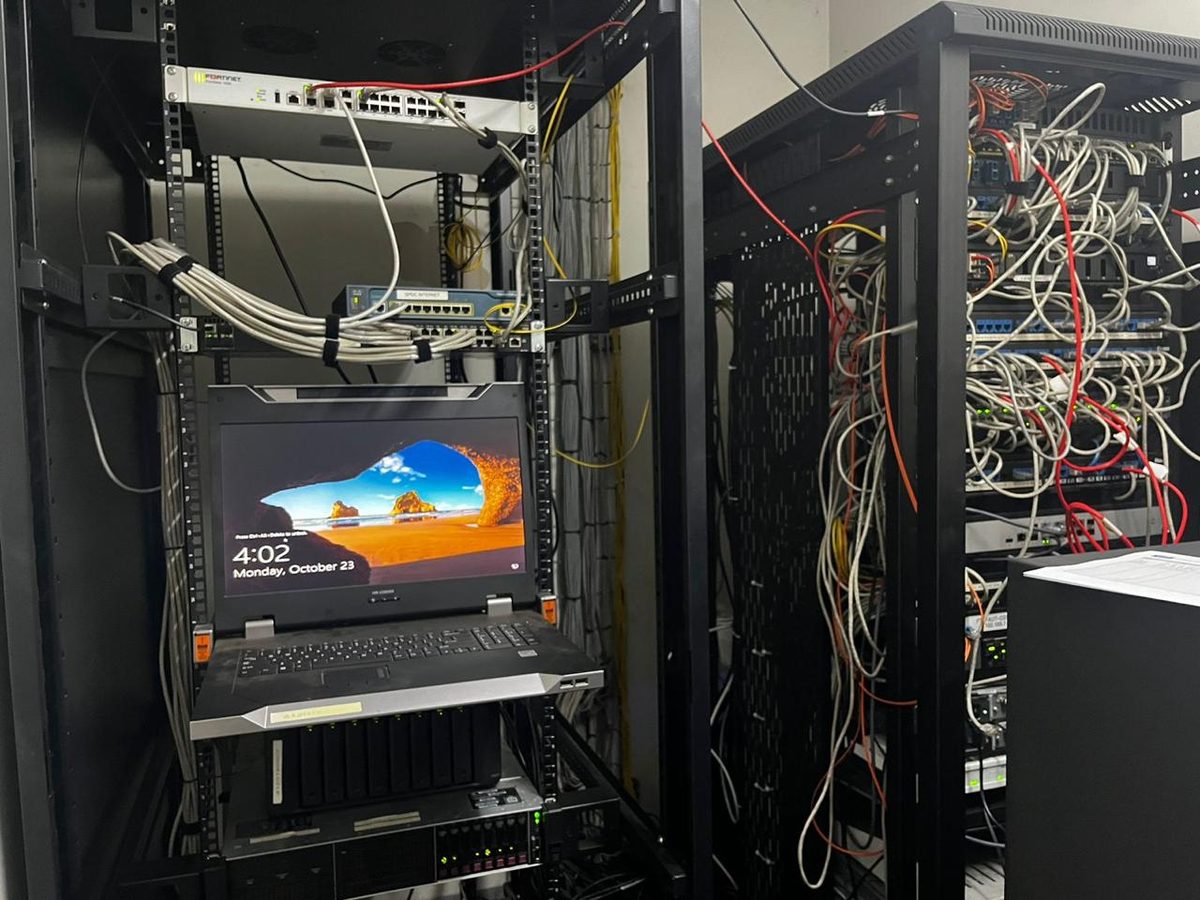 Server cabinet before cleanup